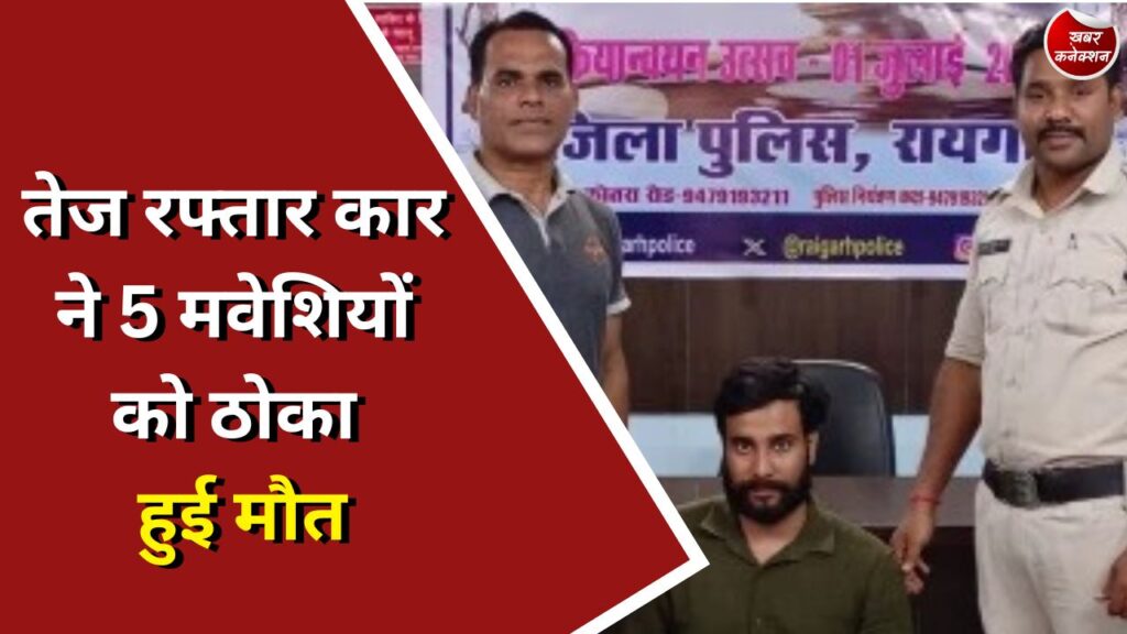 CG News : तेज रफ्तार कार ने पांच मवेशियों को ठोका हुई मौत