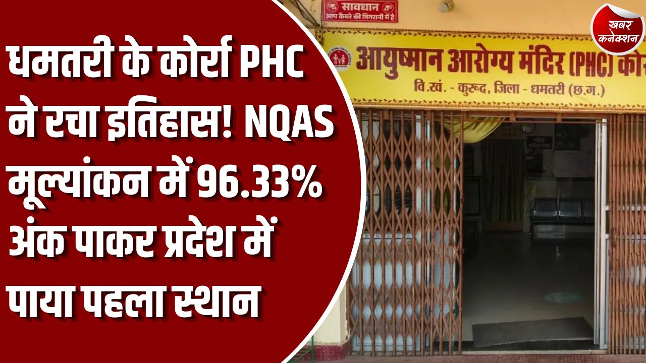CG News: धमतरी के कोर्रा प्राथमिक स्वास्थ्य केंद्र को मिला राष्ट्रीय गुणवत्ता प्रमाणन, 96.33% अंकों के साथ छत्तीसगढ़ में रहा टॉप पर